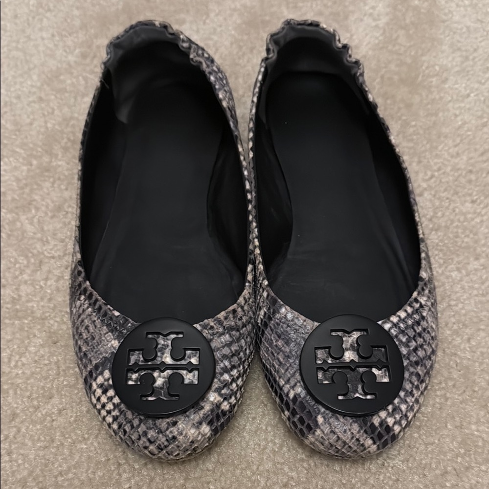 Tory Burch Black and Gray Women's Ballet Flats